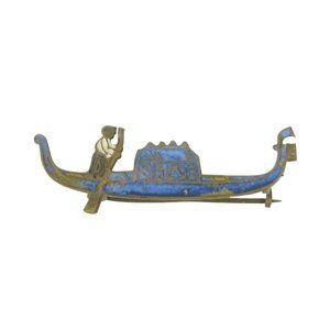 Gondola Boat Brooch 1.5 in Pin Jewelry Goldtone Blue Enamel Vintage Italy Pin